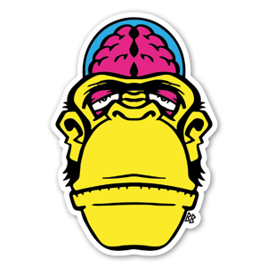 Brain chimp sticker