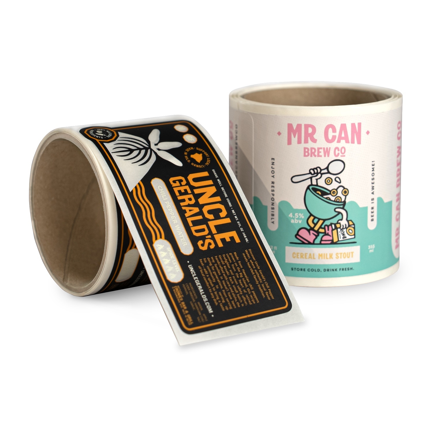 「Uncle Gerald's」のチリペッパーウォーターと「Mr Can Brew Co」のシリアルミルクスタウトのオリジナルラベル2巻
