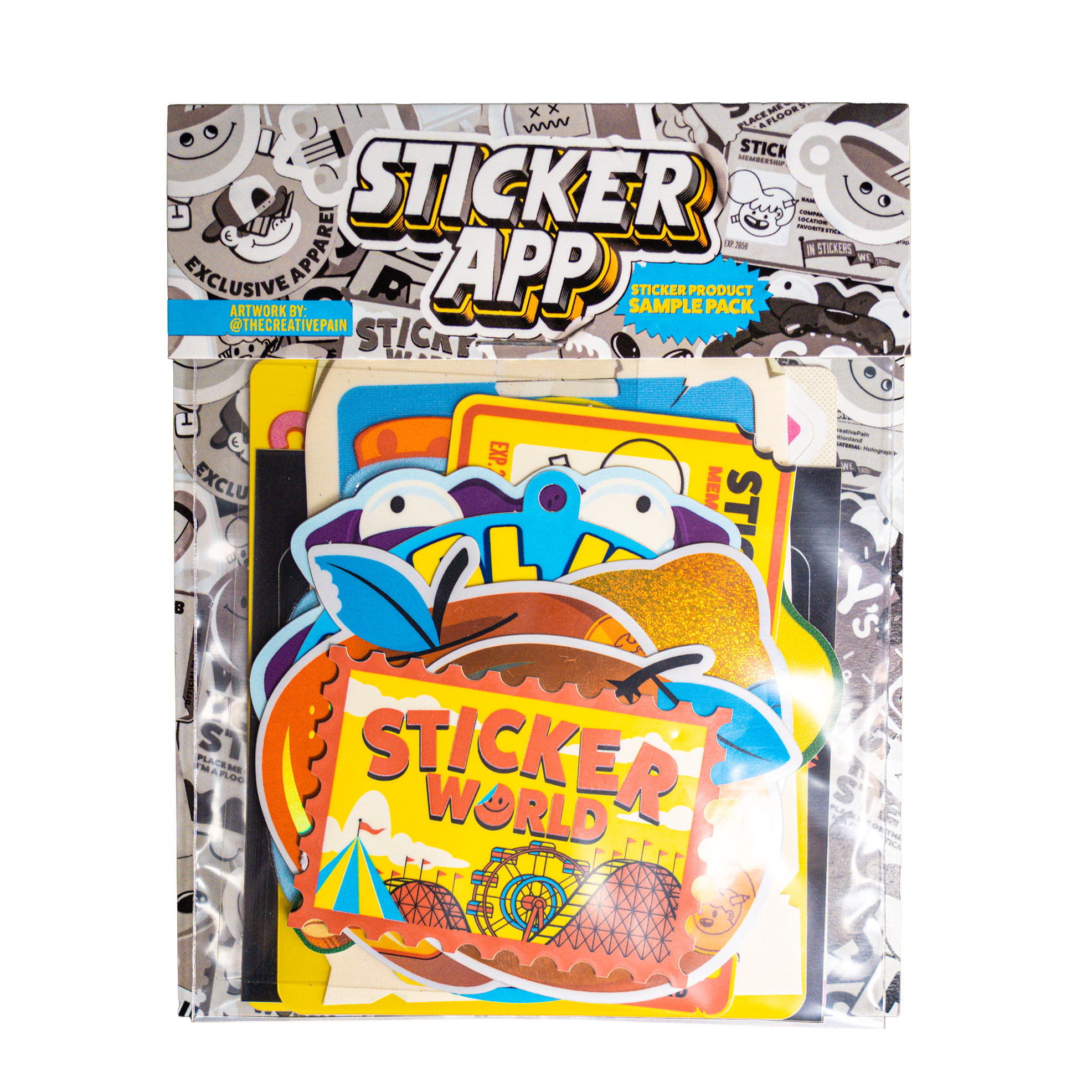 Sticker product sample pack icon card.