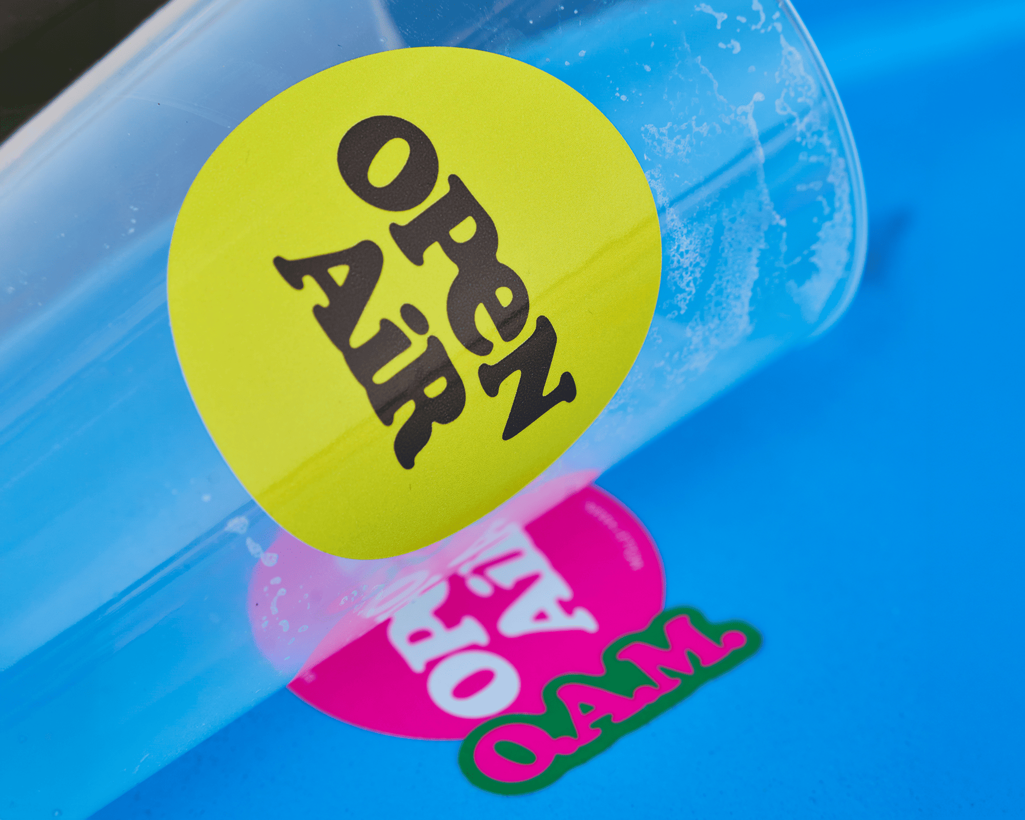 Round label on plastic cup